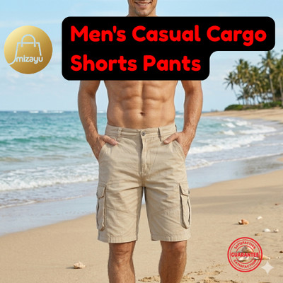 Mens Casual Chino Cargo Shorts Pants Multi Pockets Fashion Summer Beach Trousers