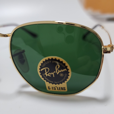 Ray-Ban RB3548N Hexagonal Sunglasses Gold Frame Glass Green  display picture 2
