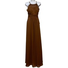 Maxi abito donna lusso romantico Light In The Box nuovo con etichette US 8 marrone floreale sera