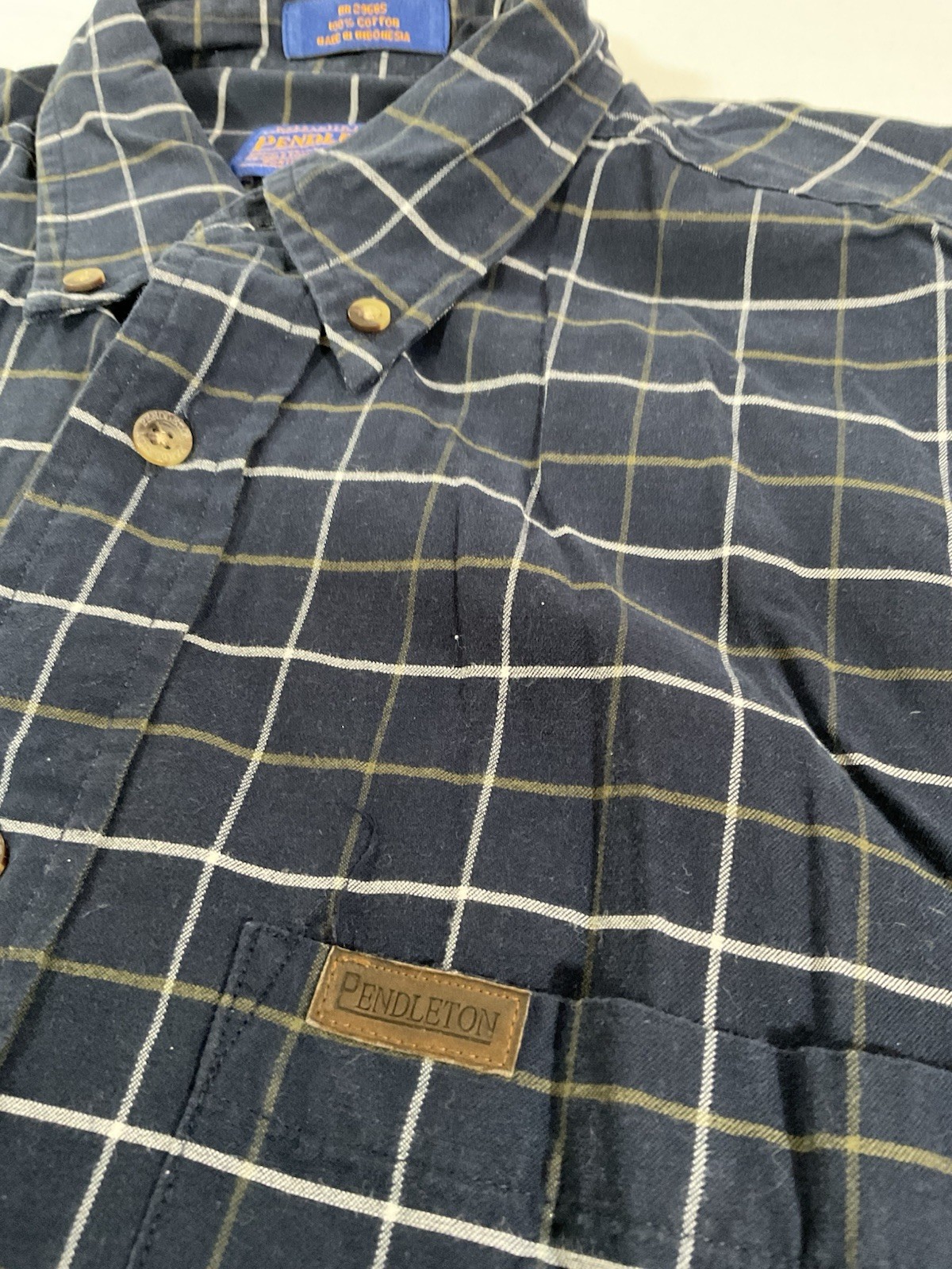 Pendleton Shirt Button Up Blue Windowpane Plaid 1… - image 4