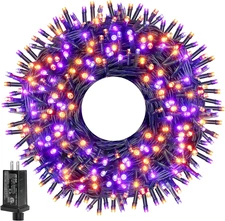 Halloween Lights Outdoor, 300 LED 100FT Orange and Purple Halloween Decoratio...
