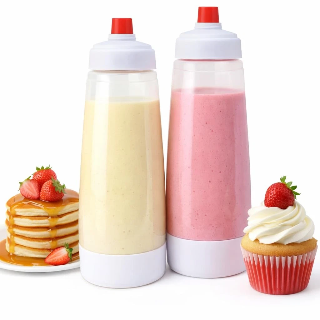 2 Pack Pancake Batter Dispenser - 1000ml Batter Dispenser with Whisk and Stan...