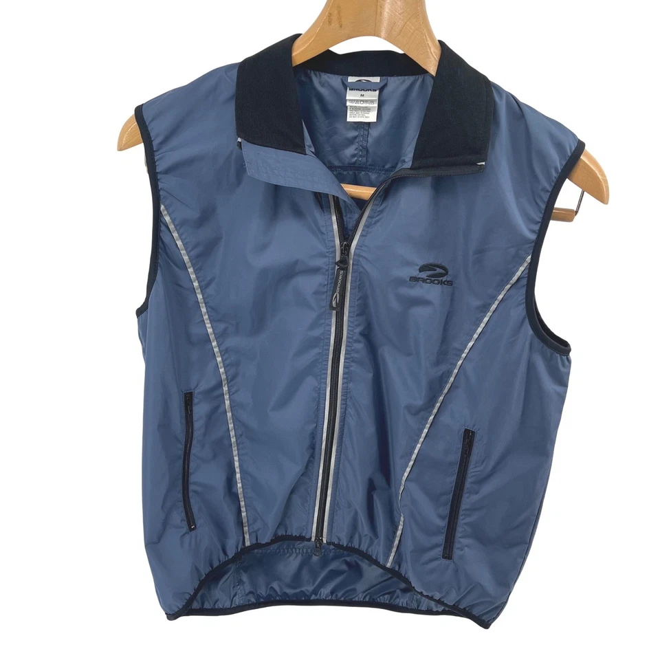 Chaleco Brooks Airplex Para Hombre Medio Azul Sin Mangas Cremallera Completa Ligero Correr Foto 4 de 4
