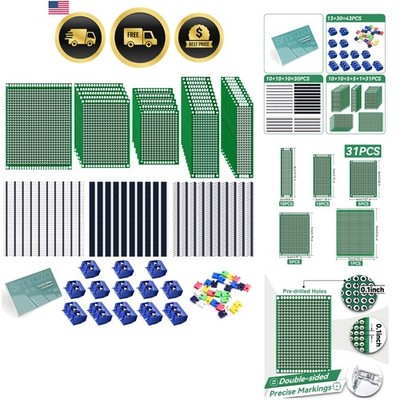 104pcs Double Sided PCB Board Kit, Prototype Boards for DIY Soldering and Ele...
