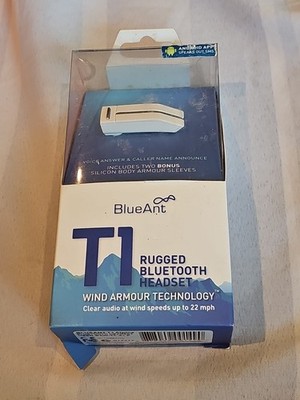 BlueAnt T1 White Rugged Bluetooth Headset With Wind Armour Technology Free ship