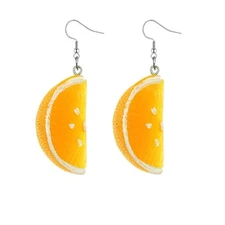 3D Lemon Earrings for Women Fruit Earrings Lime Green Slice Realistic Citrus Lig
