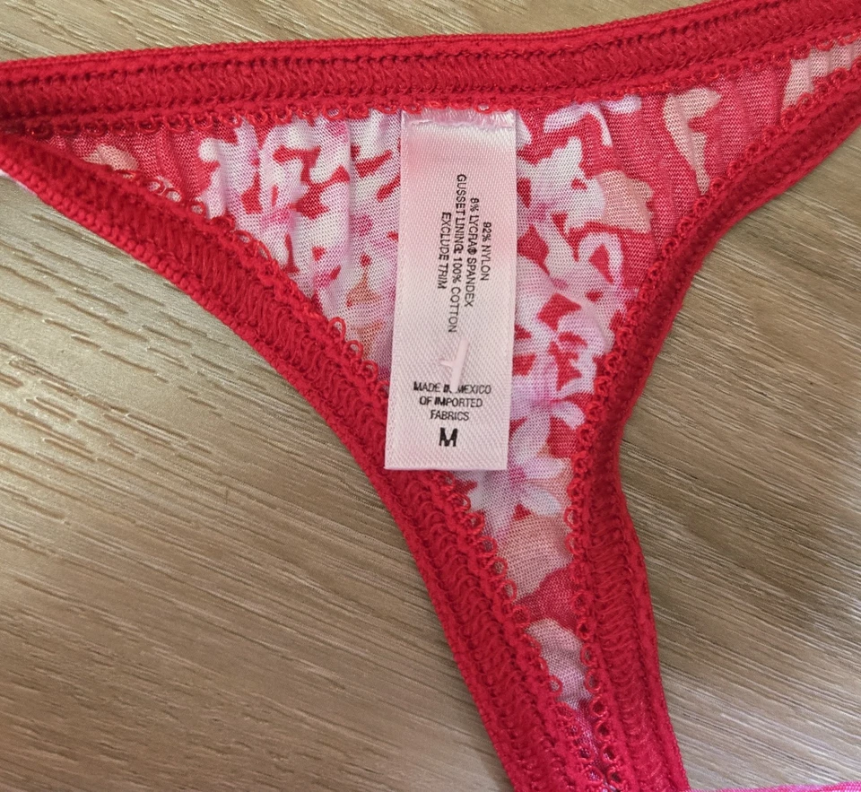 Vintage Victoria's Secret Floral Silky Second Skin Satin Thong Panties M *READ* - Image 3 of 4
