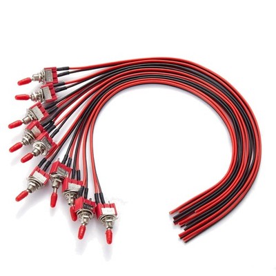 Small On/Off Switch 12V SPST Toggle Switch with 20AWG 30cm Pre-Soldered Wires...