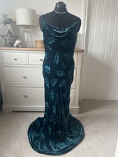 Monsoon 90s Vintage Silk Mix Devore Velvet Maxi Dress Size 10 EU 38 Cowl Bias