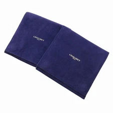 Chaumet 2-Piece Jewelry Case Set Suede Blue Accessory Pouch Used
