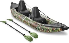 SereneLife SLKYK50AMO Set kayak gonfiabile per 2 persone - mimetico (scatola aperta)