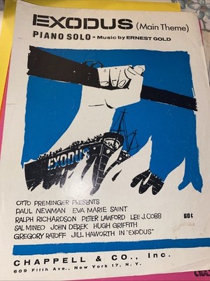 Exodus Sheet Music Intermediate Piano Solo Movie Main Theme Ernest Gold 1960