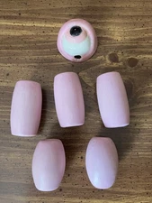 Set Of 6 Large Vintage Ceramic Macrame Beads Light Pink