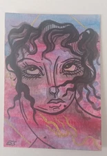 OOAK ACEO Figurative Art Card, Girl Art By ESS22, 3.5 x 2.5 in., Unframed