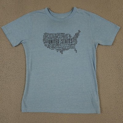Crewcuts Shirt Boys 10 Blue US Map Graphic Crew Neck Short Sleeve Tee J Crew
