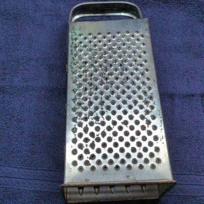 BROMCO Metal Box Grater Silver with Handle Cheese Vegetable Kitchen Tool