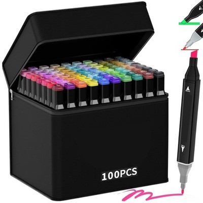 100-Farben-Marker auf Ölbasis, doppelseitiger Farbstift mit schwarze Aufbewahrun