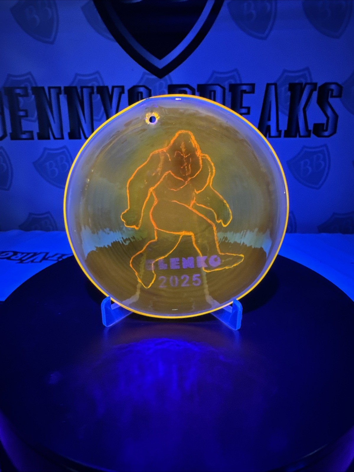 Blenko Glass Suncatcher - Bigfoot - Tangerine Cryptid Series 2025