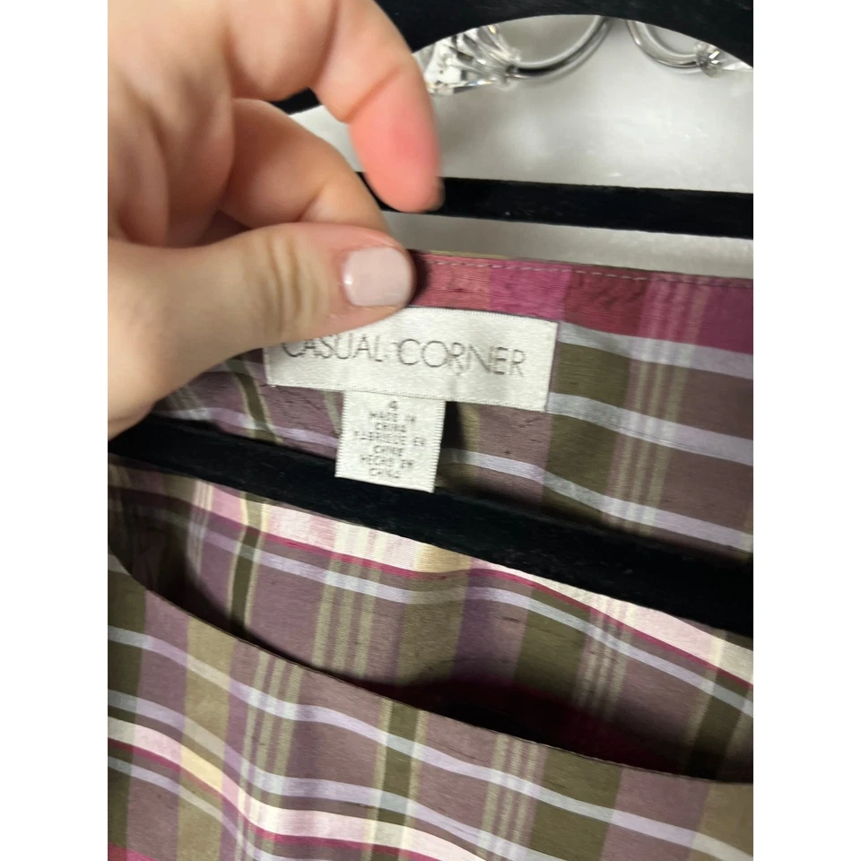 Camiseta sin mangas vintage informal de seda a cuadros Y2K años 90 rosa talla 4 Academia Preppy Foto 3 de 4