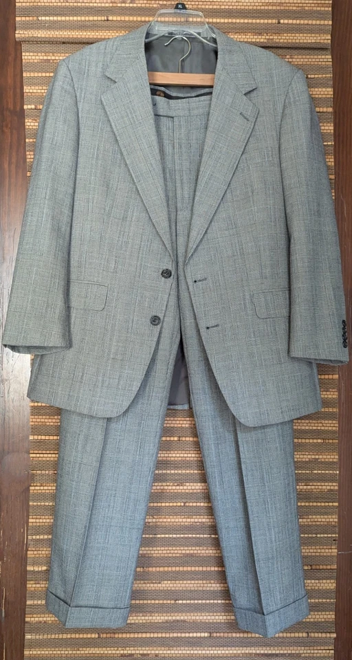 Vintage Bespoke Mens 41R 32x32 Gray Black Houndstooth Blue Glen Plaid Suit EUC - Image 3 of 4