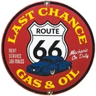 VINTAGE US ROUTE 66 PORCELAIN SIGN LAST CHANCE HIGHWAY SERVICE GAS STATION OIL