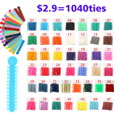 1040pcs Dental Ligature Ties Braces Rubber Bands Orthodontic Elastic 45 Colors