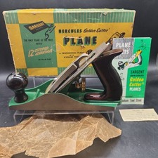 Orig 1950's SARGENT HERCULES GOLDEN CUTTER PLANE Green w Box & Papers NOS
