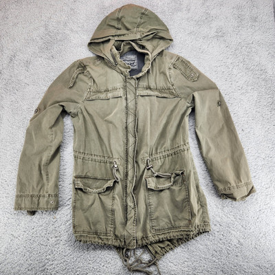 Levi Strauss Hooded Utility Jacket Womens Size Small Green Levi's Hide away Hood