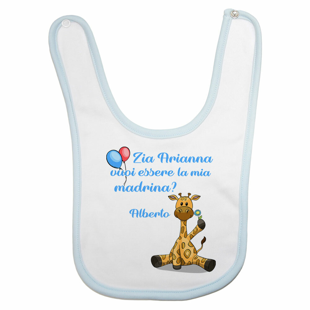 Bavaglino Personalizzato Con Nome E Giraffa A Pois, Cotone Biologico, Regalo Di Nascita Originale Per Bambino E Bambina, Nero