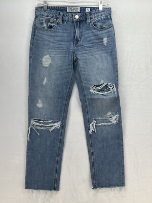 Lucky Brand Sienna Slim Boyfriend Jeans Women's Sz 00/24 Distressed Raw Hem