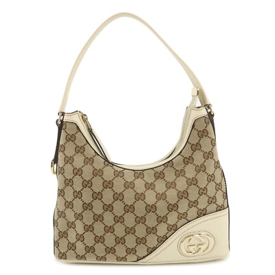 GUCCI Abbey Interlocking G GG Shoulder Bag Canvas Leather 182489 Auth Used