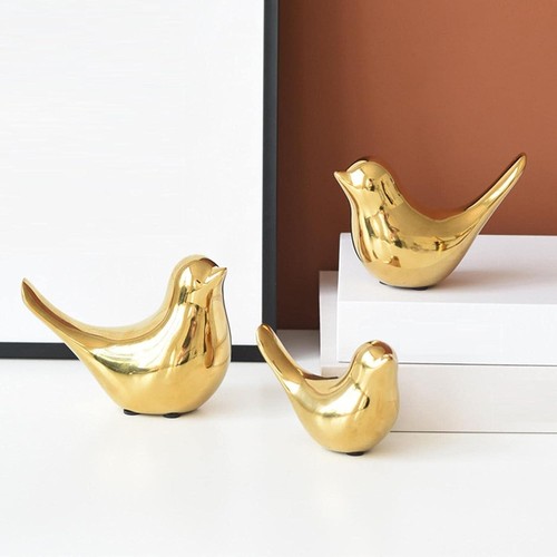 Gold Plated Ceramic Bird Miniature Model Figurine Home Decor 4.72 in x 3.74 in - Bild 2 von 3