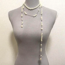 Vivienne Westwood White Broken Pearl Strand Drop Silver Necklace Choker Chain