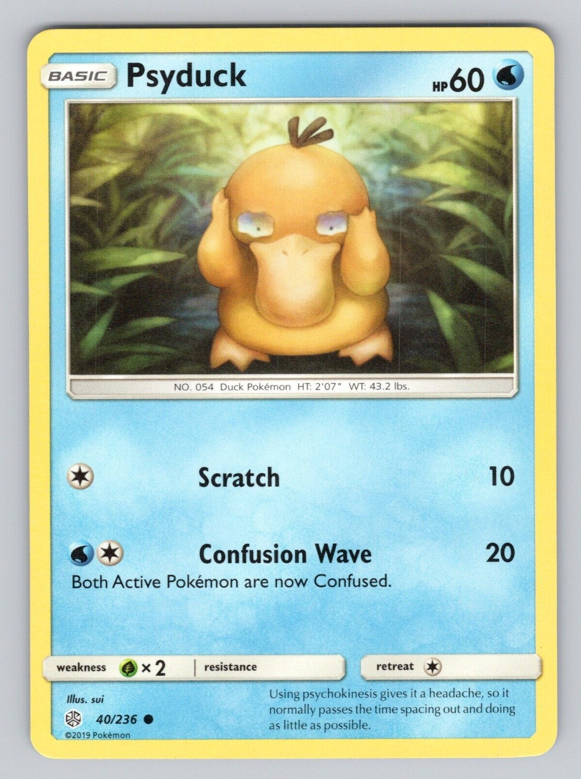 2019 Psyduck Pokemon Card Cosmic Eclipse Base Set #40/236