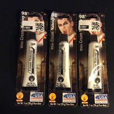 3 Tubes of White Cream Stage Makeup Halloween Rubie's Costume 1 oz each