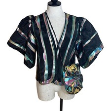 Terry & Toni Jacket And Bag Set Womens Size Small Vintage Black Hand Painted