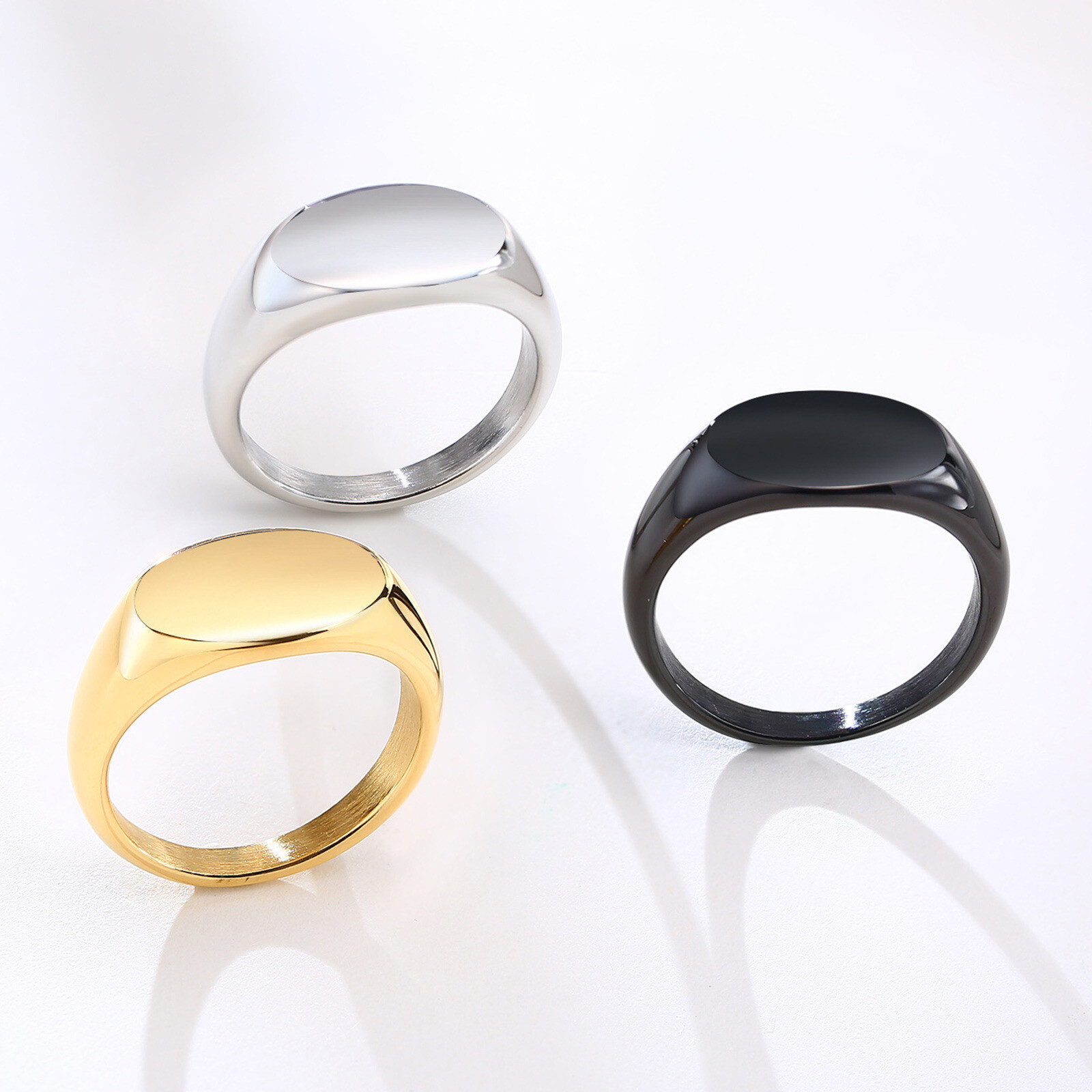 Simple Women's Cool Style Titanium Steel Oval Ring Superimposed Fashion Jewelry
