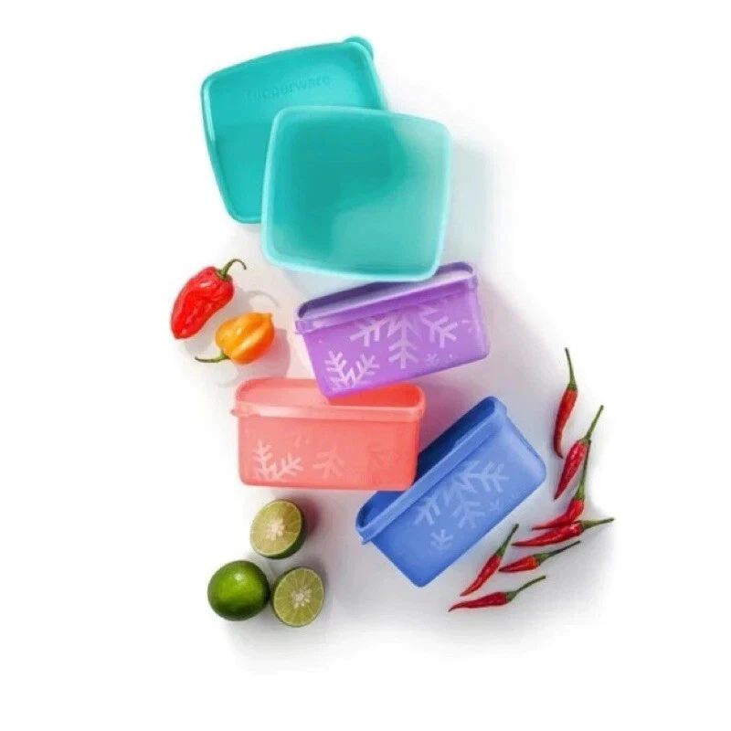 TUPPERWARE Snowflake Freezer 400ML Medium Square Round Plastic Container (4 Pcs) - Image 2 of 4