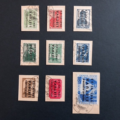 DEUTSCHLAND OCC. LITAUEN 1941 / ALLGEMEINE AUSGABEN, SERIE VON 9 GEBRAUCHTEN WERTEN