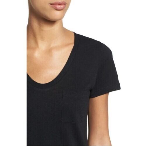 CASLON NORDSTROM U NECK SHORT SLEEVE POCKET T SHIRT BLACK SIZE XS NWT - Picture 2 of 4