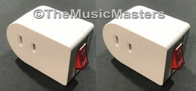 POWTECH 2X Single Outlet AC Wall Plug On/Off LIGHTED POWER SWITCH Electrical Adapter