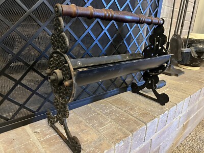 Vintage Cast Iron Farmhouse Fireplace Newspaper Log Roller Stand Fire  Starter | eBay