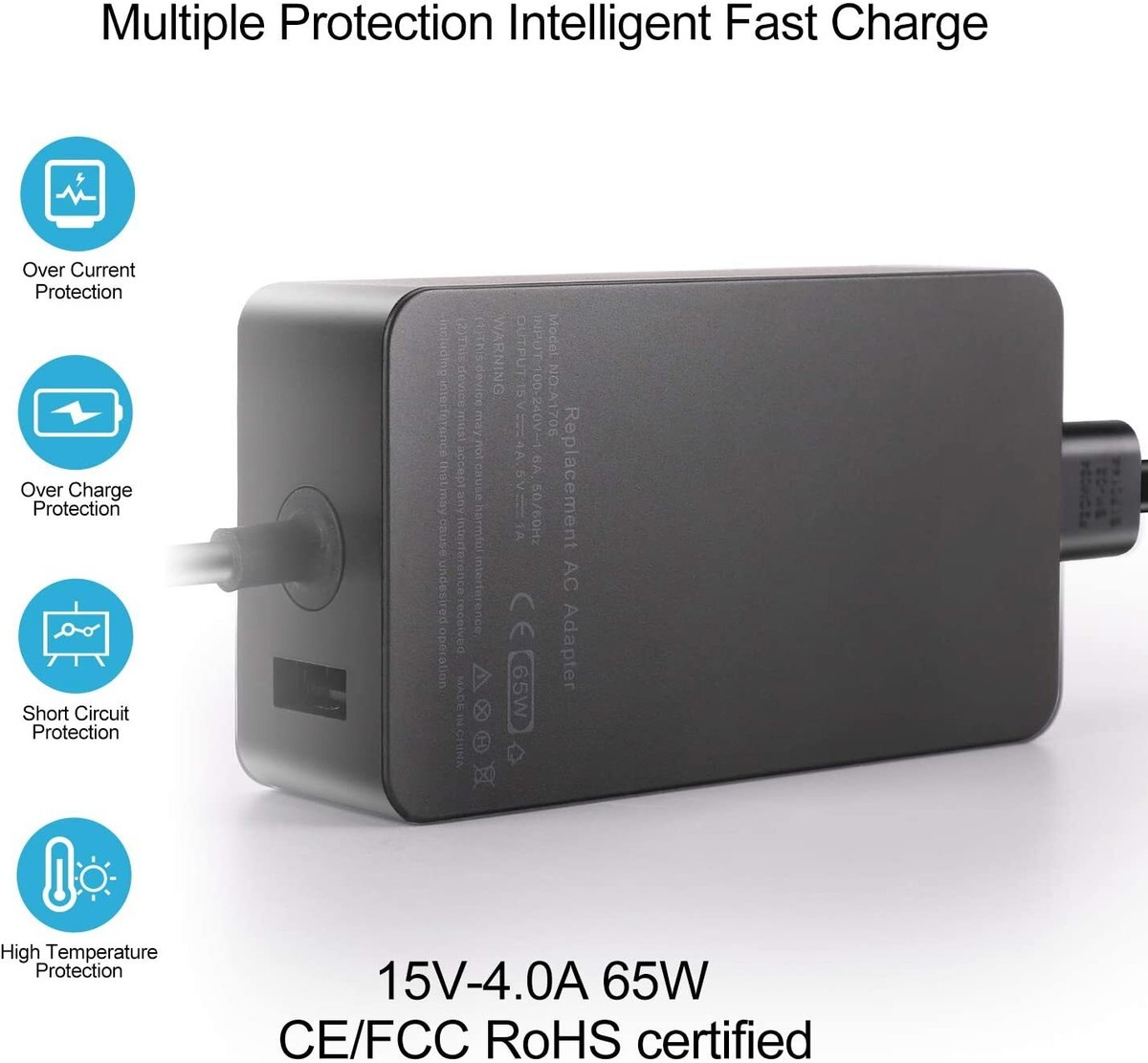 For Microsoft Surface Pro 2 3 4 5 6 7 Go 1 2 3 Laptop Book Power