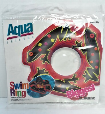 Aqua Leisure Swim Ring Neon Frog Float Vintage 1997 Inflatable 30'' Diameter  NOS