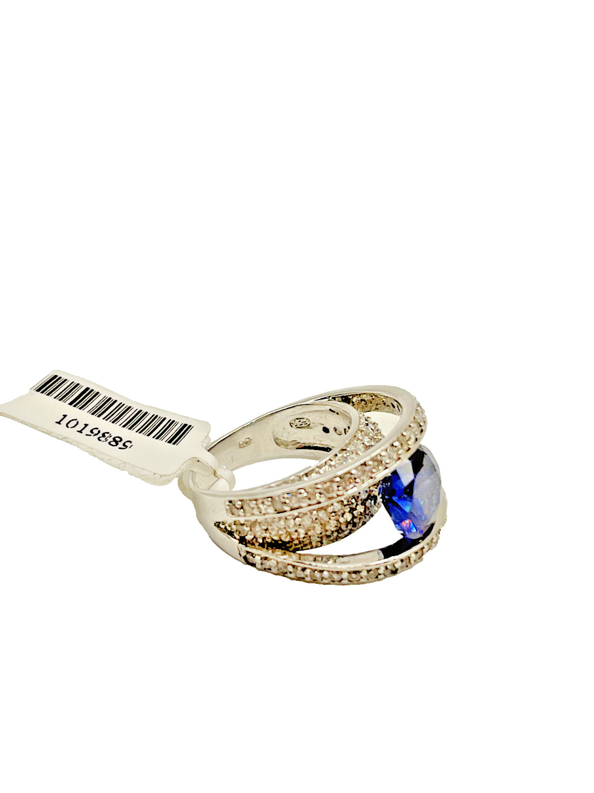 Sterling Silver 925 CZ Elevated Simulated Sapphir… - image 3