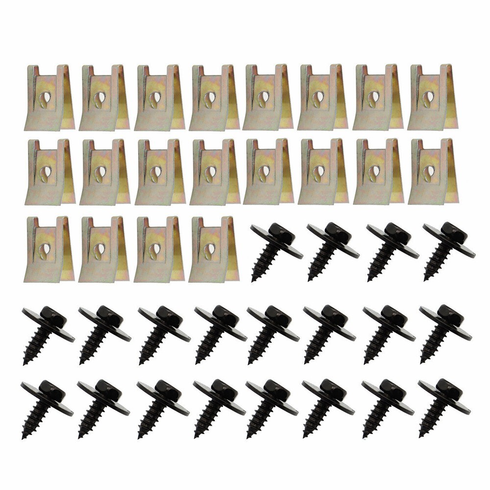 40X Car Auto Screw Fender Body Bumper Retainer U Nut Clips Gasket Fastener Metal