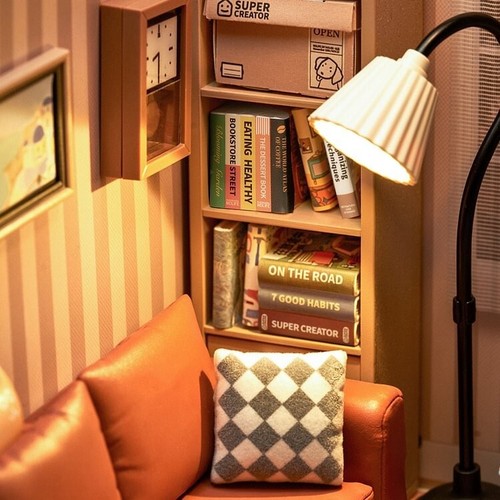 Rolife Super Creator Cozy Living Lounge plastica fai da te mini LED casa delle bambole Natale - Foto 4 di 6