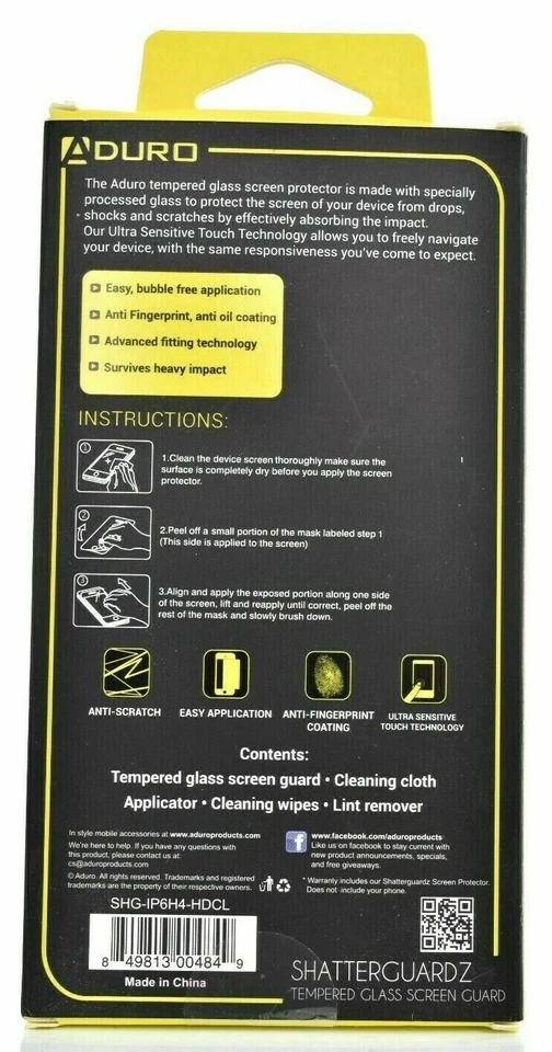 Protector de pantalla de vidrio templado Aduro Shatterguardz para iPhone 6 y 6S HD claridad Foto 2 de 2
