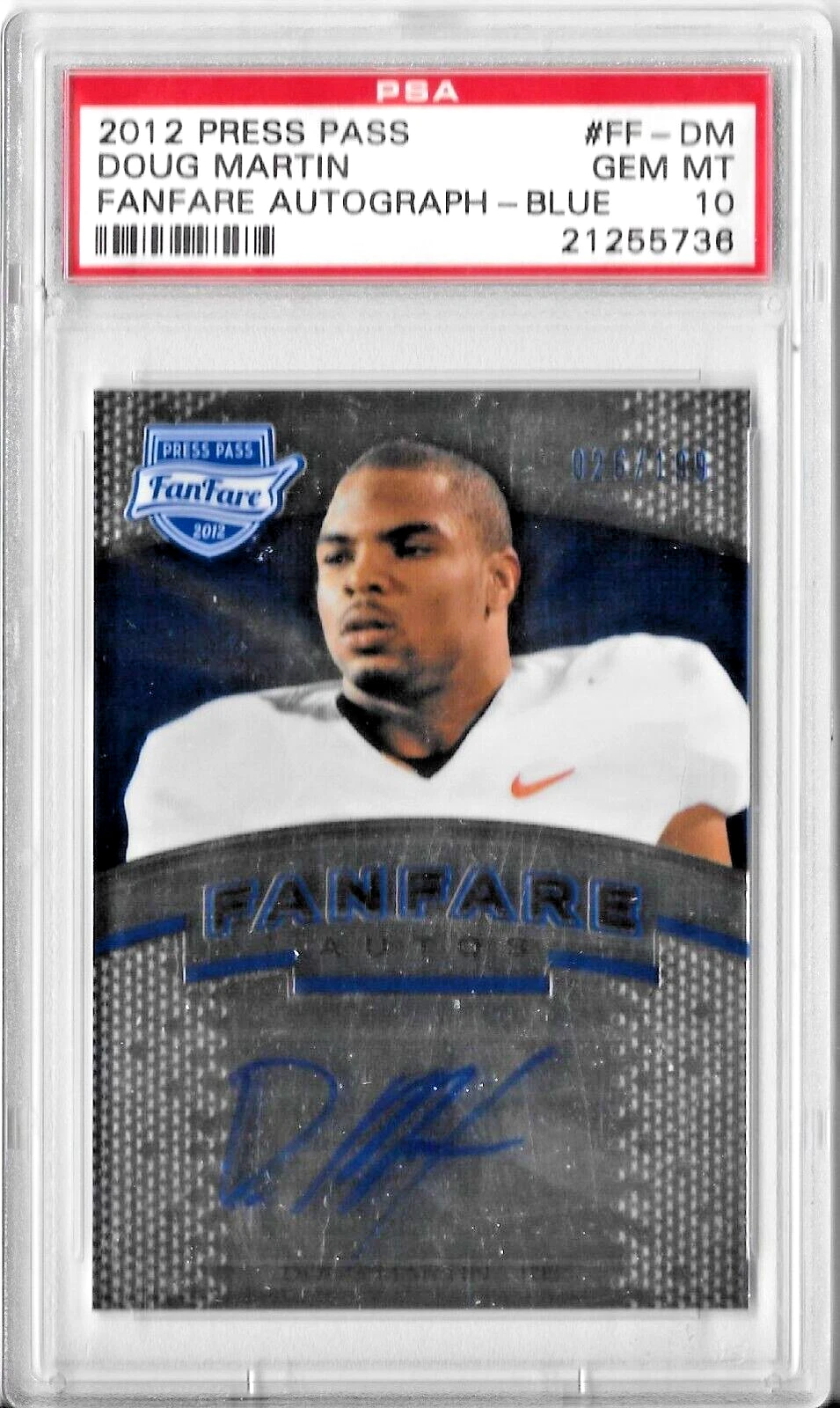 Doug Martin Press Pass Fanfare Autograph #FFDM Blue