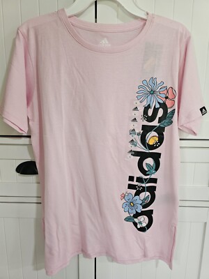 Girls Kids Youth Adidas Shirt NEW Short Sleeve Pink Floral Size Large 14 